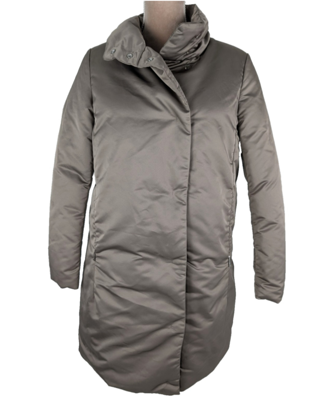 ADD Womens Long Puffer Coat Jacket Goose Down IT 42 US 4 Taupe Brown Ski